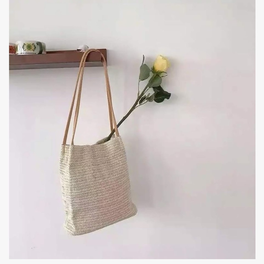 Straw Bucket Shoulder Summer Bag - Picture 3 of 10